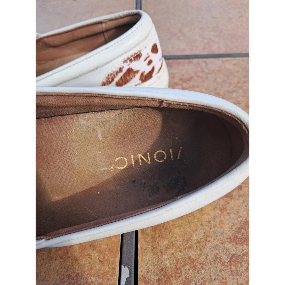 Vionic DINORA Brown/White Calf Hair Platform Slipon Sneakers Size 7